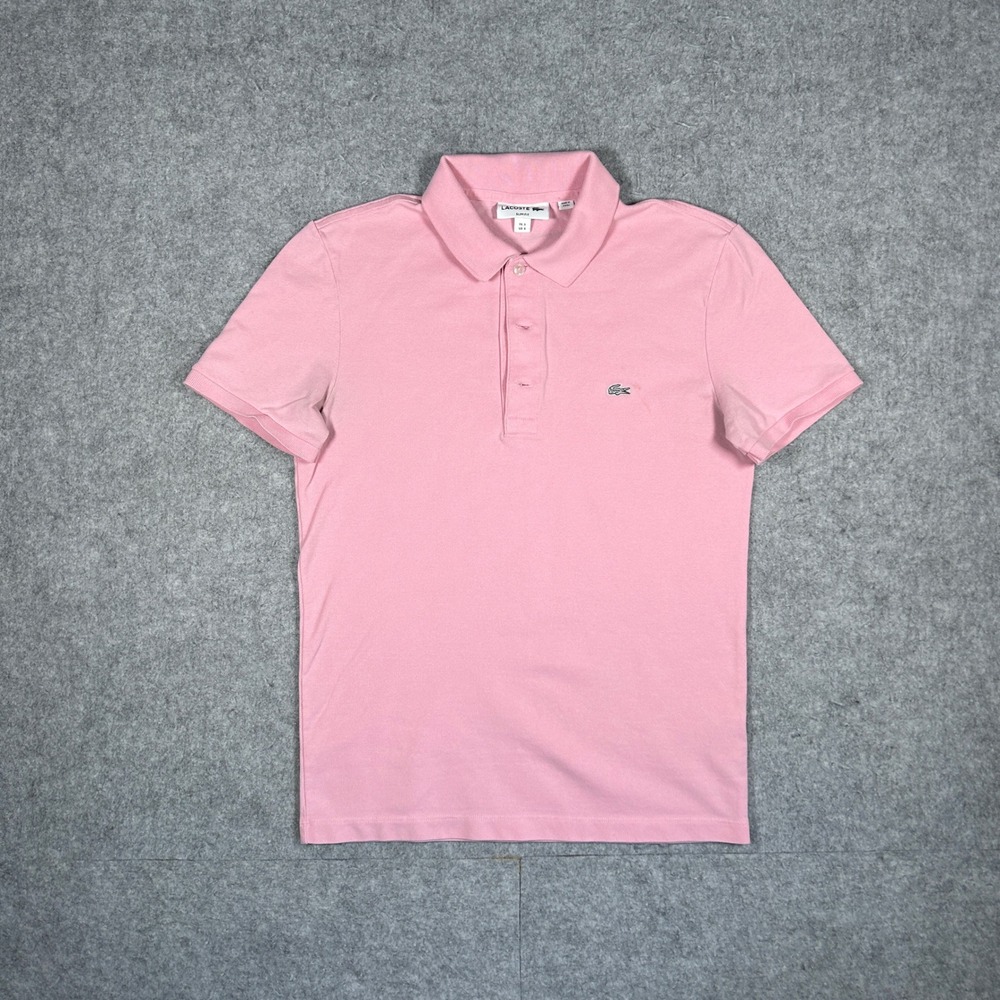Lacoste Polo Mens Size Small Pink Slim Fit Short Sleeve Casual Preppy Classic